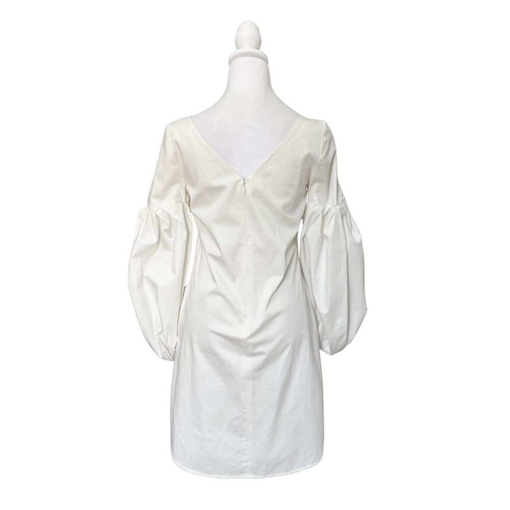 Hellessy Cotton Poplin Balloon Sleeve Mini Dress 2 Ivory - Picture 5 of 8